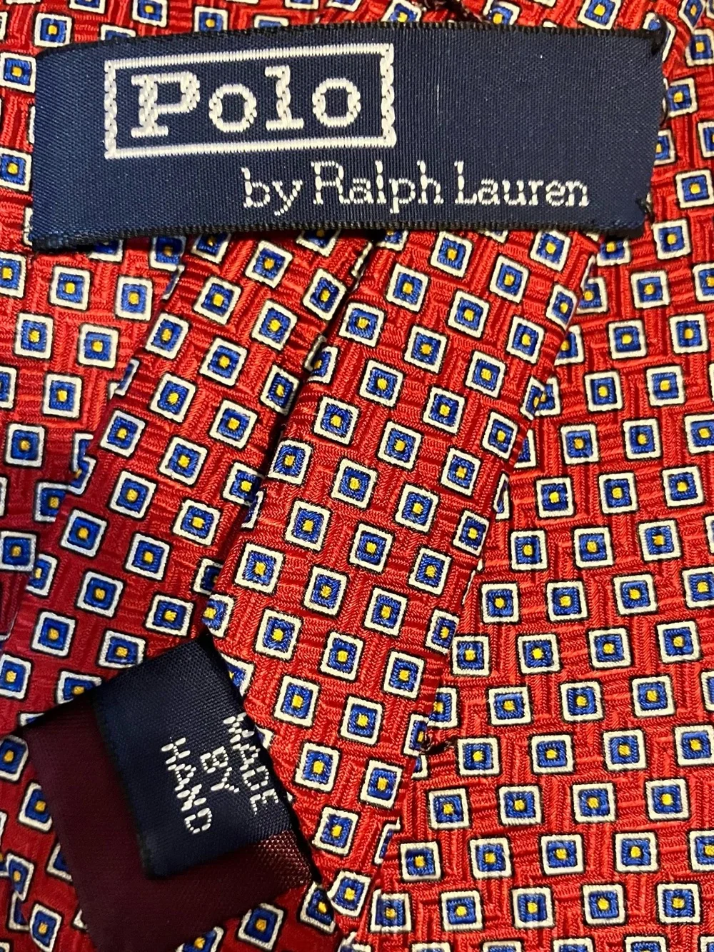 Polo by Ralph Lauren Red Geometric Silk Tie